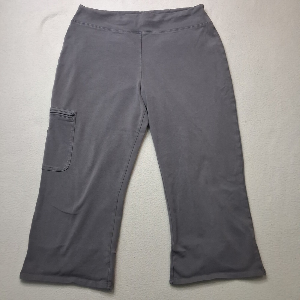 Duluth Trading Co Gray No-Yank Crop Cargo Pants Petal Hem Womens Medium M Gray